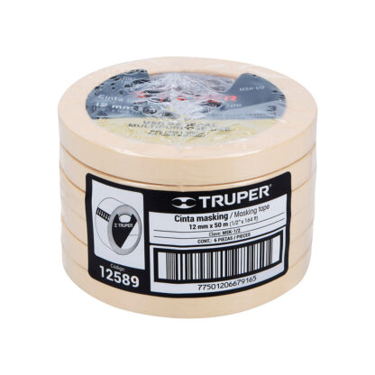 Cinta masking tape de 12 mm x 50 m para pintor TRUPER - Imagen 4