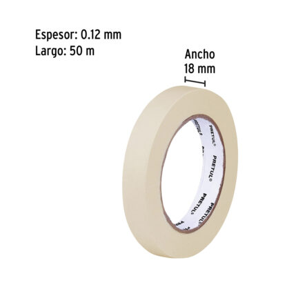 Cinta masking tape de 18 mm x 50 m para pintor PRETUL - Imagen 2