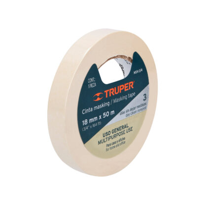 Cinta masking tape de 18 mm x 50 m para pintor TRUPER - Imagen 3