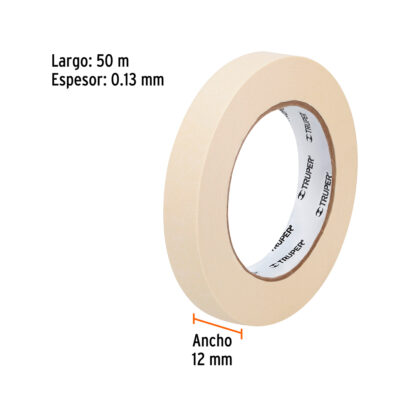 Cinta masking tape de 18 mm x 50 m para pintor TRUPER - Imagen 2
