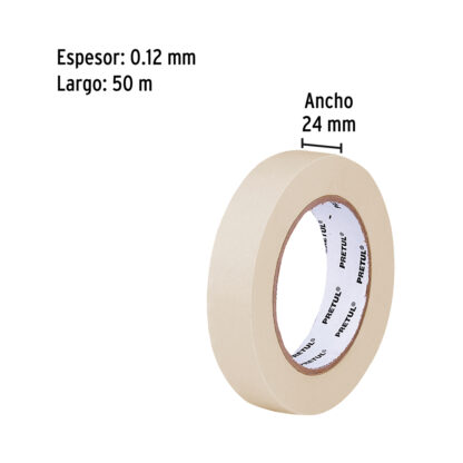 Cinta masking tape de 24 mm x 50 m para pintor PRETUL - Imagen 2