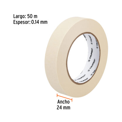 Cinta masking tape de 24 mm x 50 m para pintor TRUPER - Imagen 2