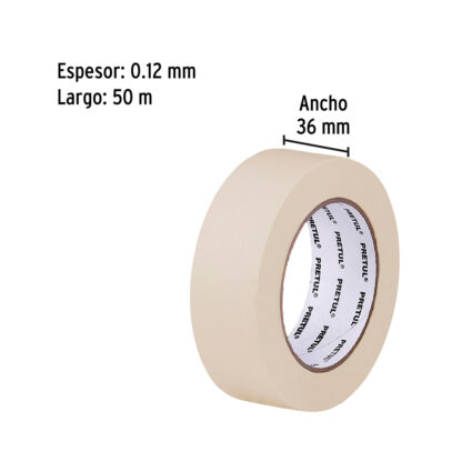 Cinta masking tape de 36 mm x 50 m para pintor PRETUL - Imagen 2