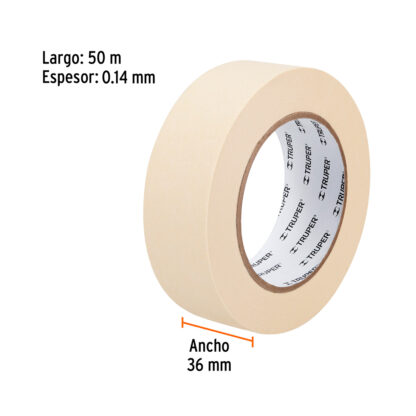 Cinta masking tape de 36 mm x 50 m para pintor TRUPER - Imagen 2