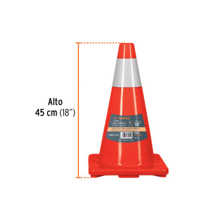 Cono de seguridad de PVC de 45 cm con reflectivos TRUPER - Imagen 2