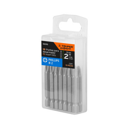 Estuche con 15 puntas de cruz PH2 largo 2" TRUPER - Imagen 4