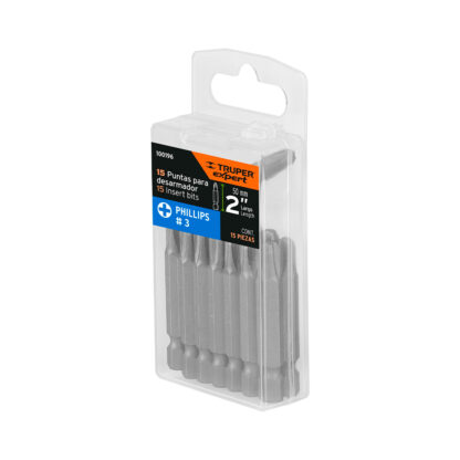 Estuche con 15 puntas de cruz PH3 largo 2" TRUPER - Imagen 4