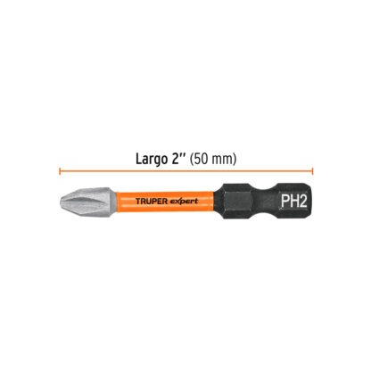 Estuche con 5 puntas de cruz PH2 de impacto largo 2" TRUPER - Imagen 2