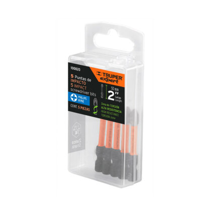 Estuche con 5 puntas de cruz PH2 de impacto largo 2" TRUPER - Imagen 4