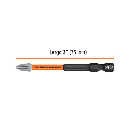 Estuche con 5 puntas de cruz PH2 de impacto largo 3" TRUPER - Imagen 2