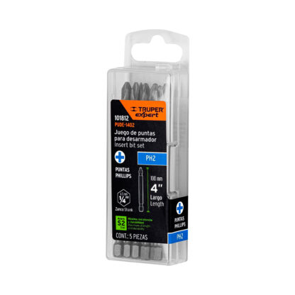 Estuche con 5 puntas de cruz PH2 largo 4" TRUPER - Imagen 3