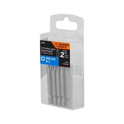 Estuche con 5 puntas de cruz PH3 largo 2" TRUPER - Imagen 4