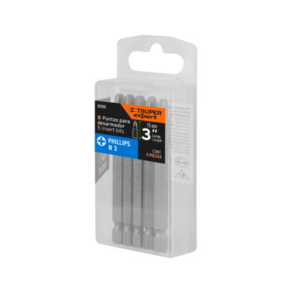 Estuche con 5 puntas de cruz PH3 largo 3" TRUPER - Imagen 4