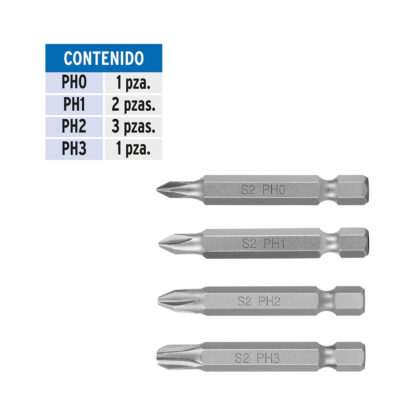 Estuche con 7 puntas de cruz combinadas largo 2" TRUPER - Imagen 2