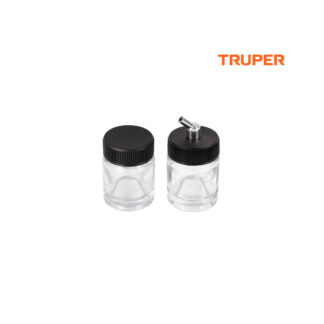 Juego de 2 vasos de 15 ml y adaptador para aerógrafo TRUPER