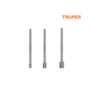 Juego de 3 adaptadores largos para dados de 1/4", 3/8" y 1/2" TRUPER
