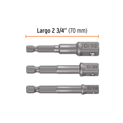 Juego de 3 adaptadores para dados de 1/4", 3/8" y 1/2" TRUPER - Imagen 2