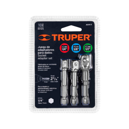 Juego de 3 adaptadores para dados de 1/4", 3/8" y 1/2" TRUPER - Imagen 3