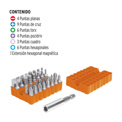 Juego de 33 puntas mixtas largo 1" en organizador plástico TRUPER - Imagen 2