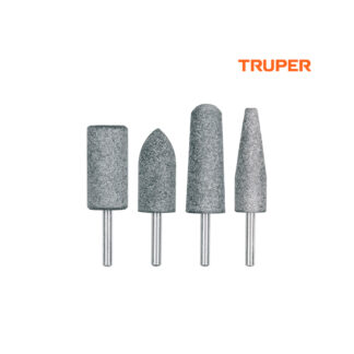 Juego de 4 piedras montadas zanco 1/4", acero inoxidable TRUPER