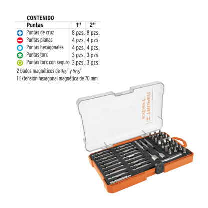 Juego de 47 puntas mixtas largos 1" y 2" en estuche TRUPER - Imagen 2
