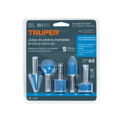 Juego de 5 piedras montadas zanco 1/4", alto rendimiento TRUPER - Imagen 3