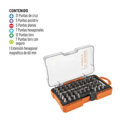 Juego de 58 puntas mixtas largo 1" estuche plástico TRUPER - Imagen 2