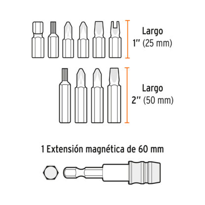 Juego de 58 puntas mixtas largo 1" estuche plástico TRUPER - Imagen 3