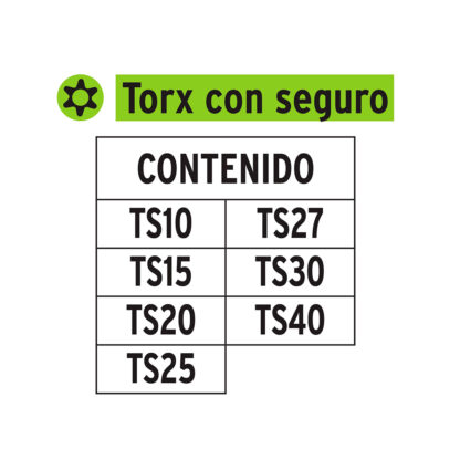Juego de 7 puntas torx combinadas con seguro largo 2" TRUPER - Imagen 2