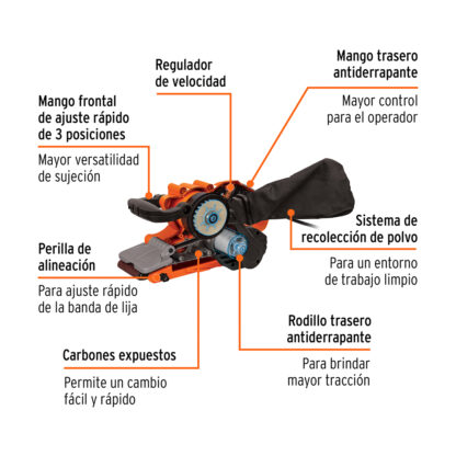 Lijadora de banda 3 x 21" profesional TRUPER - Imagen 2
