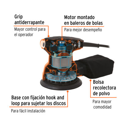 Lijadora roto orbital profesional 5" TRUPER - Imagen 2