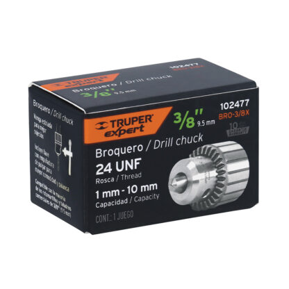 Mandril 3/8" con llave, cuerpo estriado TRUPER - Imagen 2
