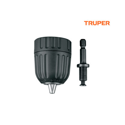 Mandril 3/8" sin llave y adaptador hexagonal 1/4" TRUPER