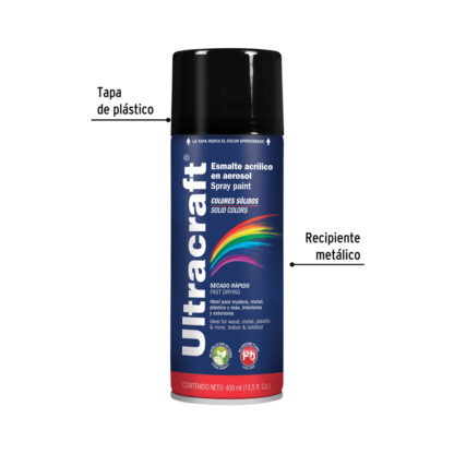 Pintura en aerosol color NEGRO MATE, Ultracraft - Imagen 2