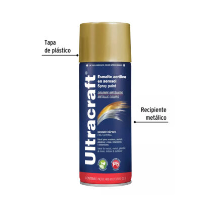 Pintura en aerosol color ORO PREMIUM, Ultracraft - Imagen 2