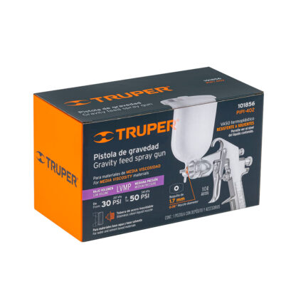 Pistola de aire de gravedad LVMP para pintar, vaso plástico 400 ml, 1.7 mm TRUPER - Imagen 3
