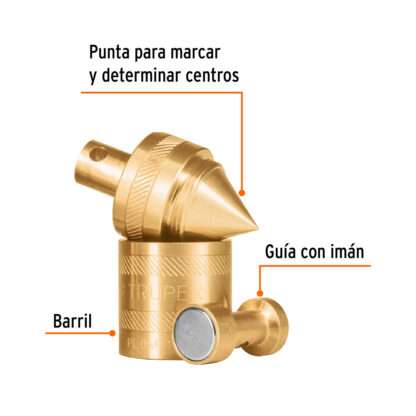 Plomada de latón 12 oz con centro y guía magnética TRUPER - Imagen 2