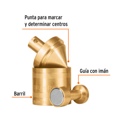 Plomada de latón 16 oz con centro y guía magnética TRUPER - Imagen 2