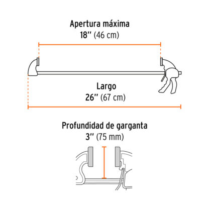 Prensa con ajuste rápido 18" uso rudo TRUPER - Imagen 2