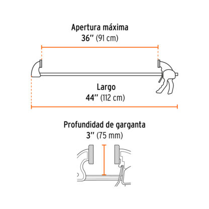 Prensa con ajuste rápido 36", uso rudo TRUPER - Imagen 2