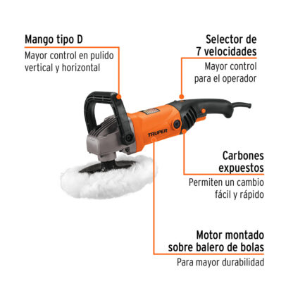 Pulidora 7", 1200 W TRUPER - Imagen 2