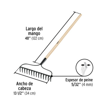 Rastrillo de arco de 14 dientes PRETUL - Imagen 2
