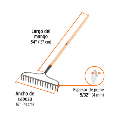 Rastrillo de arco de 16 dientes TRUPER - Imagen 2