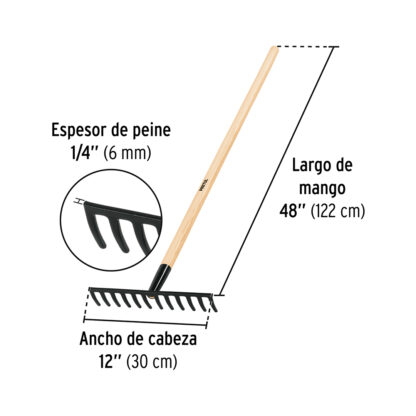 Rastrillo recto de 12 dientes PRETUL - Imagen 2