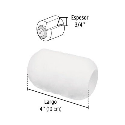 Repuesto mini rodillo 4" x 3/4" poliéster TRUPER - Imagen 2