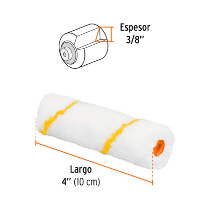 Repuesto mini rodillo 4" x 3/8" poliéster TRUPER - Imagen 2
