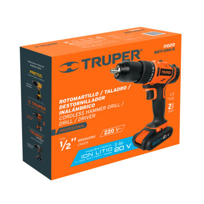 Taladro percutor inalámbrico, batería Ion Litio 20 V TRUPER - Imagen 4