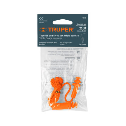 Tapón auditivo reutilizable triple barrera con cordón TRUPER - Imagen 3