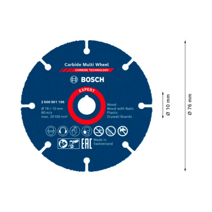 Disco de Corte Carbide Multi Wheel 3" - 76 x 10 mm BOSCH EXPERT - Imagen 3