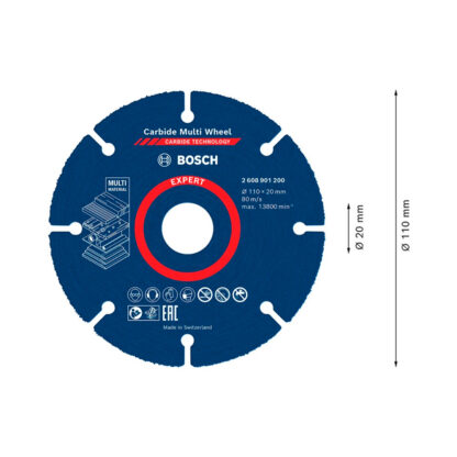 Disco de Corte Carbide Multi Wheel 4" - 110 x 20 mm BOSCH EXPERT - Imagen 3
